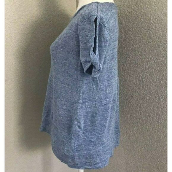 Athleta Zephyr Linen Twist Sleeve Tee Heather Blue Size Medium - Picture 4 of 9
